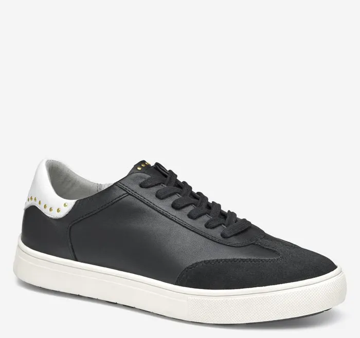 Women Johnston and Murphy Golf Madison Studded Hybrid Black Calfskin