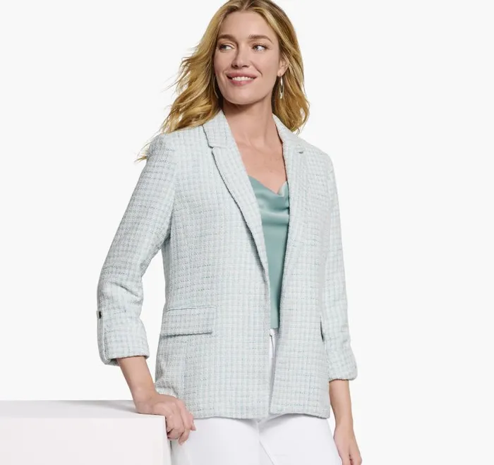 Women Johnston and Murphy Shirts Sweaters and Blazers Tweed Blazer Light Bluewhite
