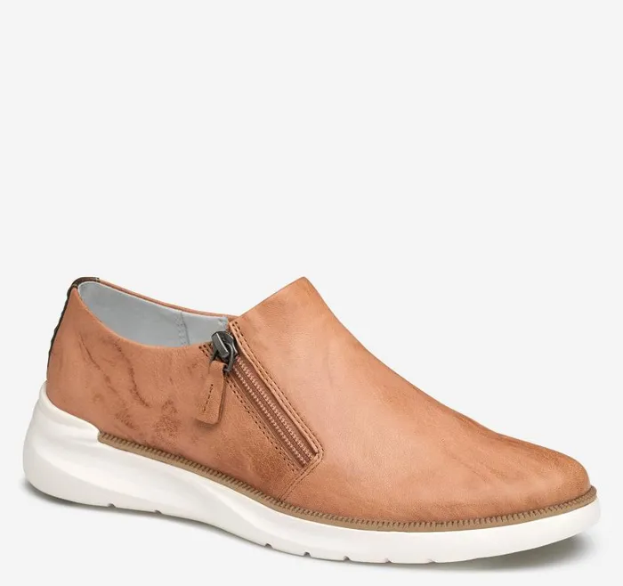 Women Johnston and Murphy Sneakers Emery Zip Sneaker Light Tan Washed Sheepskin Women Johnston and Murphy Sneakers Emery Zip Sneaker Light Tan Washed Sheepskin