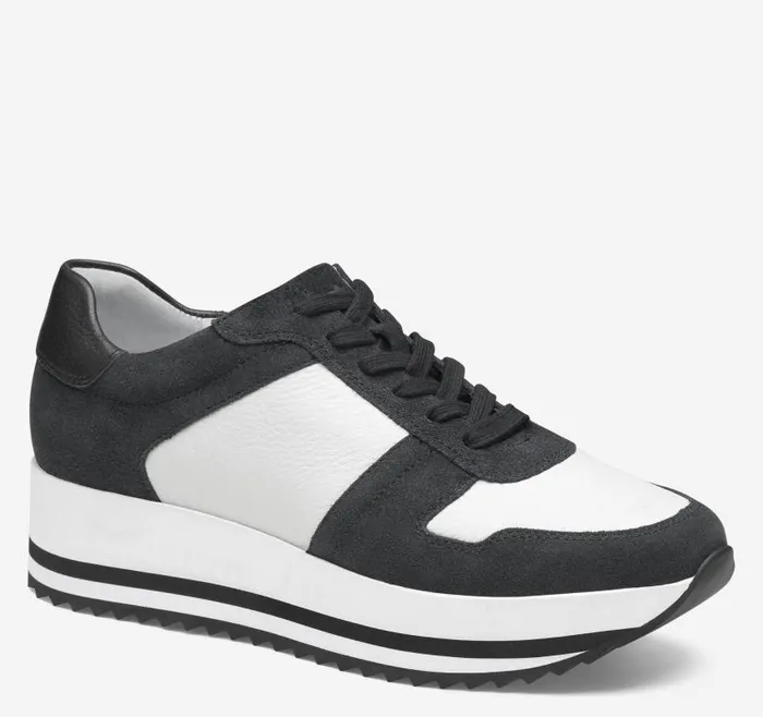 Women Johnston and Murphy Sneakers Gracie Colorblock LaceUp Black Suedewhite Calfskin Women Johnston and Murphy Sneakers Gracie Colorblock LaceUp Black Suedewhite Calfskin