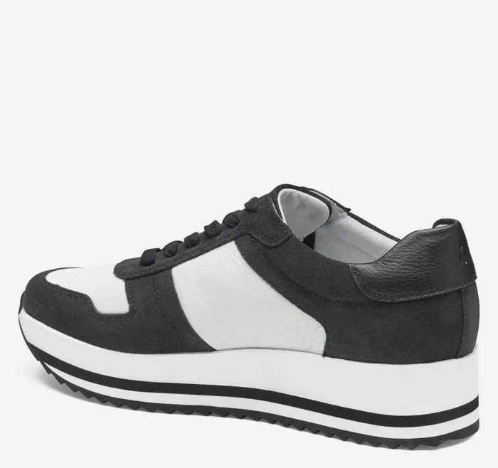 Women Johnston and Murphy Sneakers Gracie Colorblock LaceUp Black Suedewhite Calfskin Women Johnston and Murphy Sneakers Gracie Colorblock LaceUp Black Suedewhite Calfskin