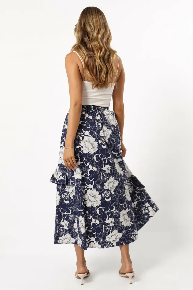 Women Josephine Tiered Midi Skirt Navy Skirts Petal and Pup