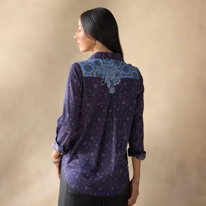 Women Joyous Day Shirt Indigo Sundance Catalog Tops