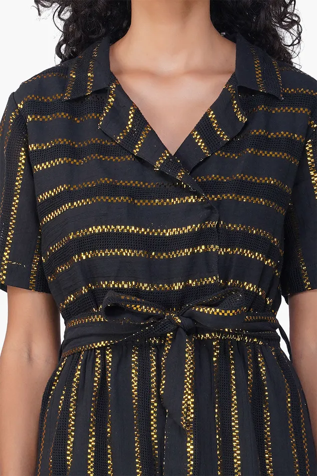 Women Jumpsuits America and Beyond Gold Charm Black Jumpsuit
