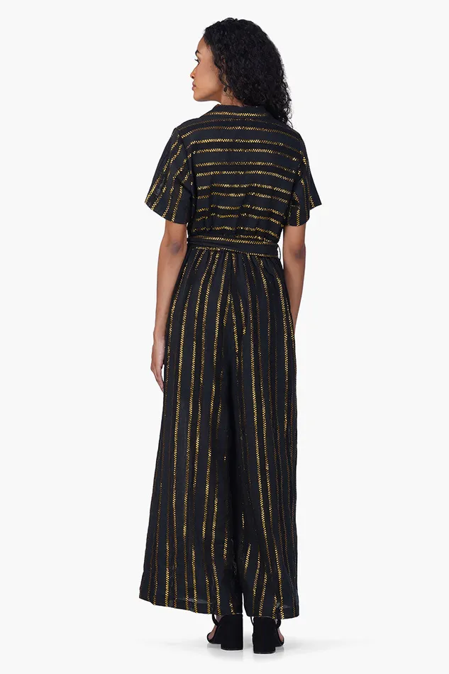 Women Jumpsuits America and Beyond Gold Charm Black Jumpsuit