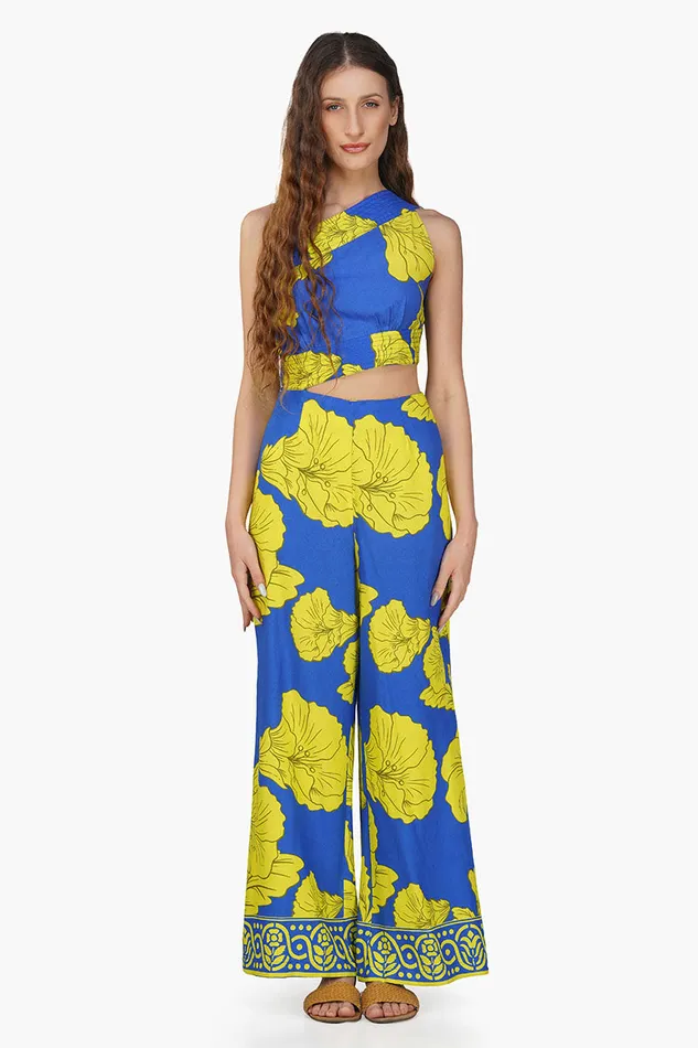 Women Jumpsuits America and Beyond Yellow Daze Printed Jumpsuit