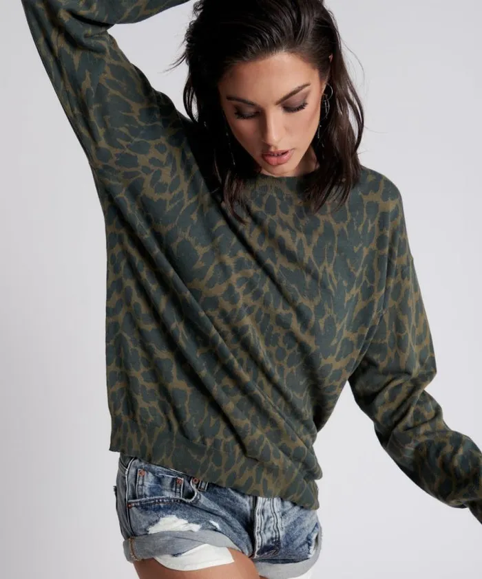 Women JUNGLE LEOPARD KNIT SWEATER One Teaspoon Knitwear