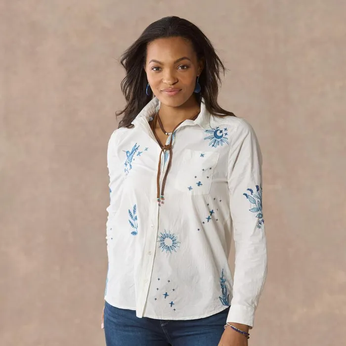 Women Karina Embroidered Shirt White Sundance Catalog Tops Women Karina Embroidered Shirt White Sundance Catalog Tops