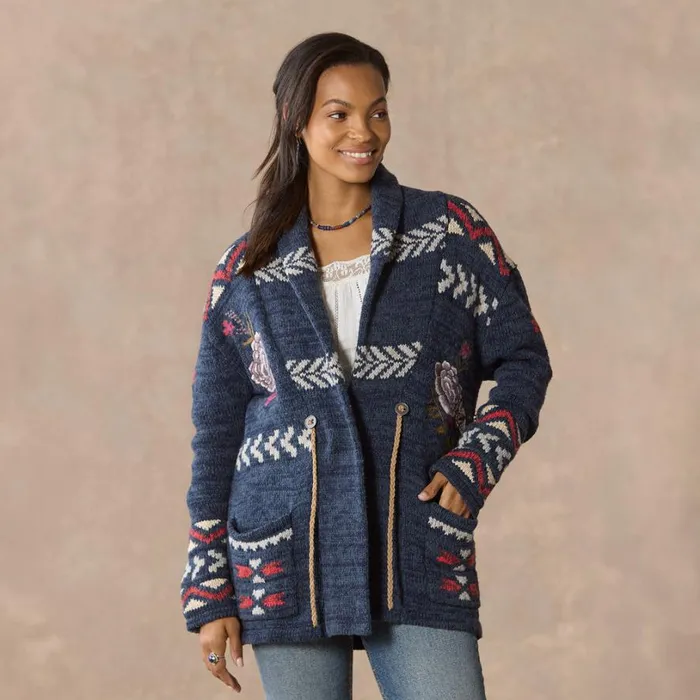 Women Katia Heritage Cardigan Indigo Sundance Catalog Sweaters