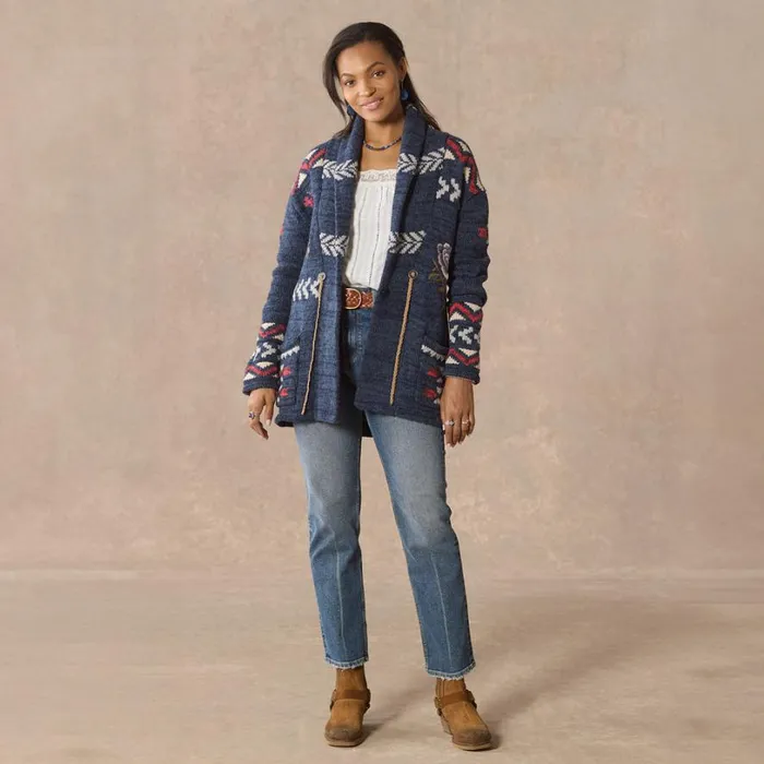 Women Katia Heritage Cardigan Indigo Sundance Catalog Sweaters