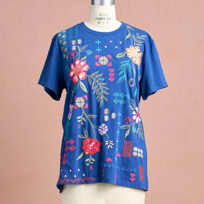 Women Katie Crewneck Tee Petite Navy Sundance Catalog Petite Styles