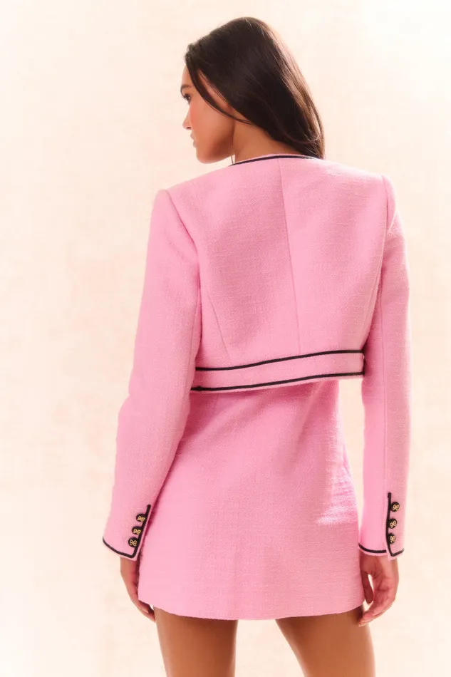 WomenKids LoveShackFancy Jackets and Coats Talika Tweed Jacket Pirouette Pink WomenKids LoveShackFancy Jackets and Coats Talika Tweed Jacket Pirouette Pink