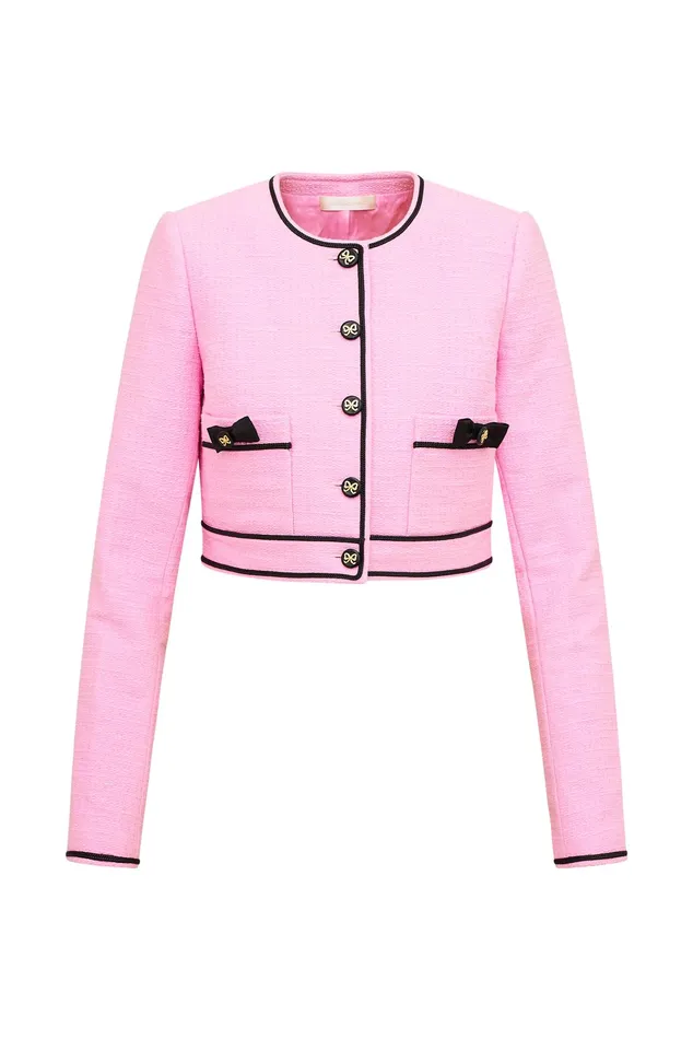WomenKids LoveShackFancy Jackets and Coats Talika Tweed Jacket Pirouette Pink WomenKids LoveShackFancy Jackets and Coats Talika Tweed Jacket Pirouette Pink