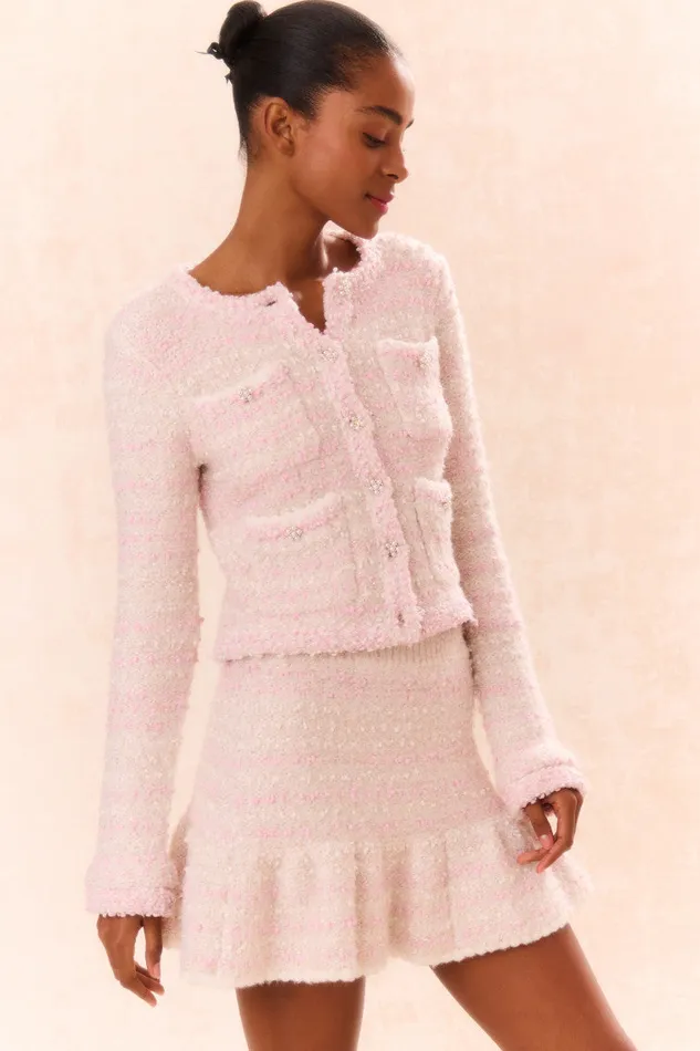 WomenKids LoveShackFancy Skirts Velman Knit Mini Skirt Vanilla Blush