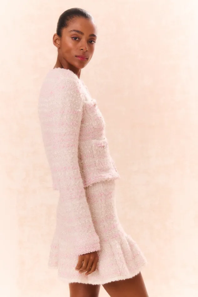 WomenKids LoveShackFancy Skirts Velman Knit Mini Skirt Vanilla Blush