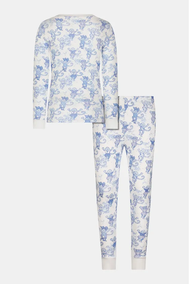 WomenKids LoveShackFancy Sleepwear Roller Rabbit Pastiche De Monkey Pajama Blue