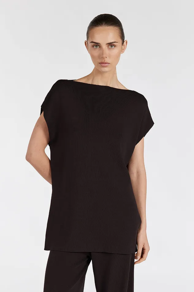 Women Knitted DISSH MABLE BITTER CHOC LONGLINE KNIT TOP