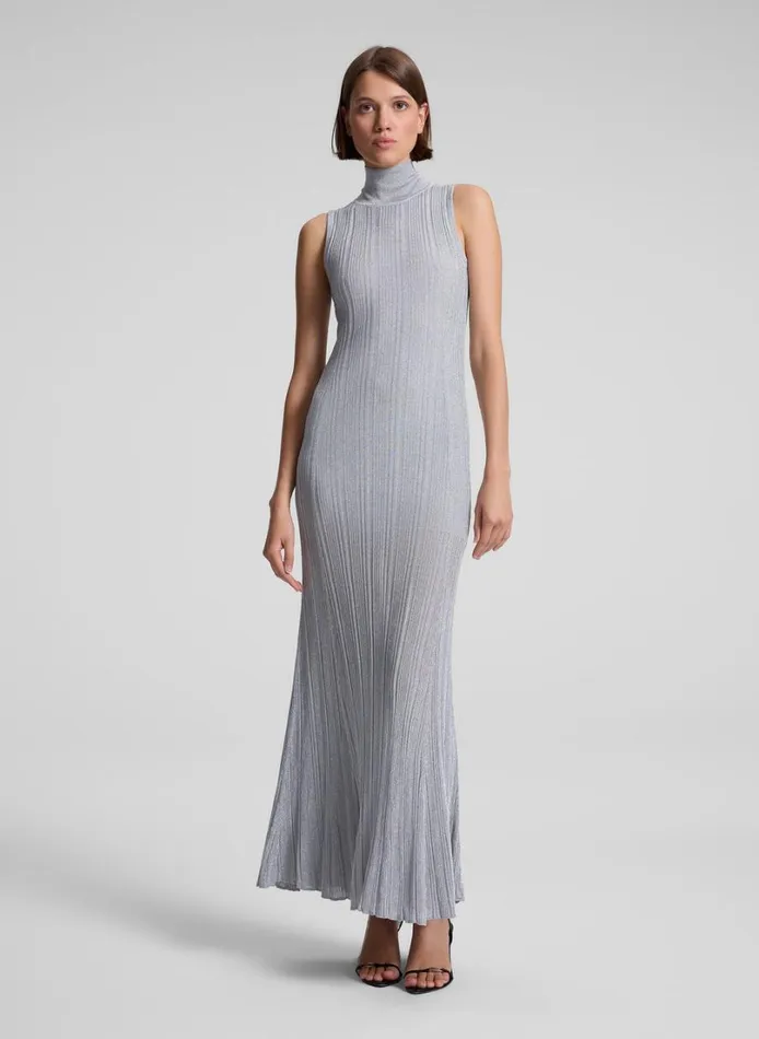 Women Knitwear ALC Arden Metallic Knit Maxi Dress Mercury