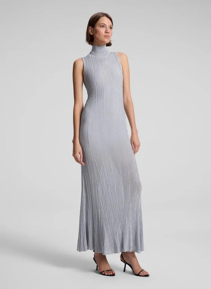 Women Knitwear ALC Arden Metallic Knit Maxi Dress Mercury