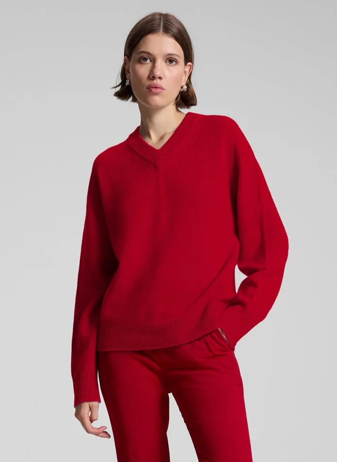 Women Knitwear ALC Calven Cashmere V Neck Sweater Really Red