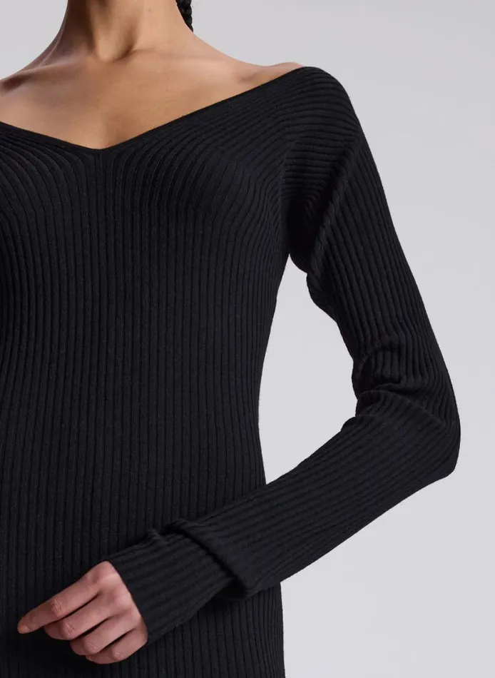 Women Knitwear ALC Keaton Ribbed Merino Maxi Dress Black