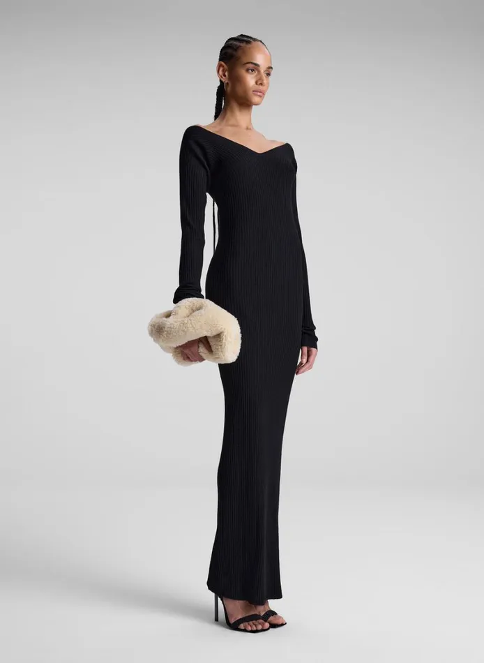 Women Knitwear ALC Keaton Ribbed Merino Maxi Dress Black