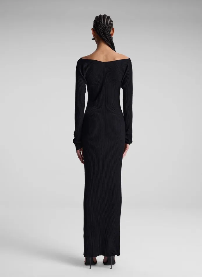 Women Knitwear ALC Keaton Ribbed Merino Maxi Dress Black