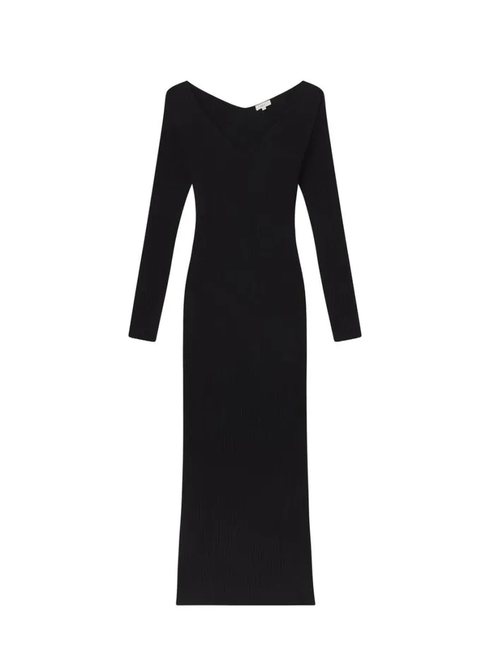 Women Knitwear ALC Keaton Ribbed Merino Maxi Dress Black