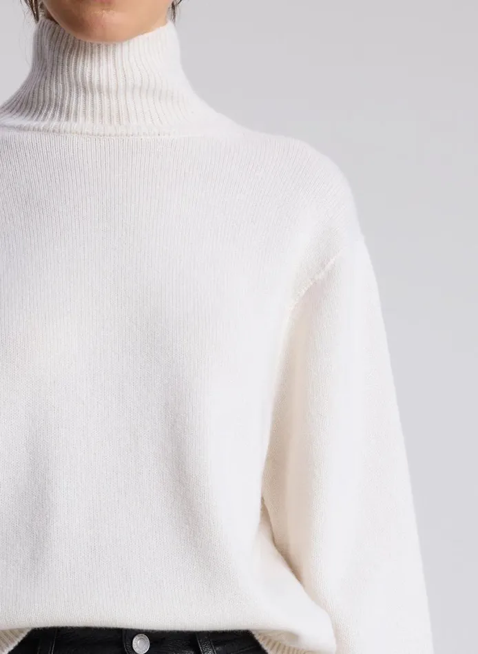 Women Knitwear ALC Teddy Cashmere Turtleneck Sweater Natural