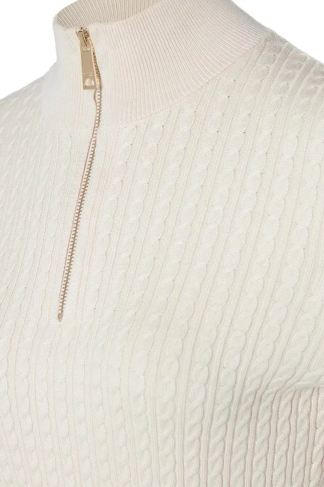 Women Knitwear Holland Cooper Ava Half Zip Knit Almond Women Knitwear Holland Cooper Ava Half Zip Knit Almond