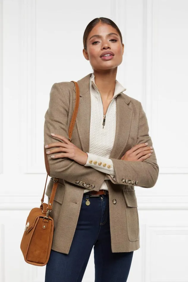 Women Knitwear Holland Cooper Ava Half Zip Knit Almond Women Knitwear Holland Cooper Ava Half Zip Knit Almond