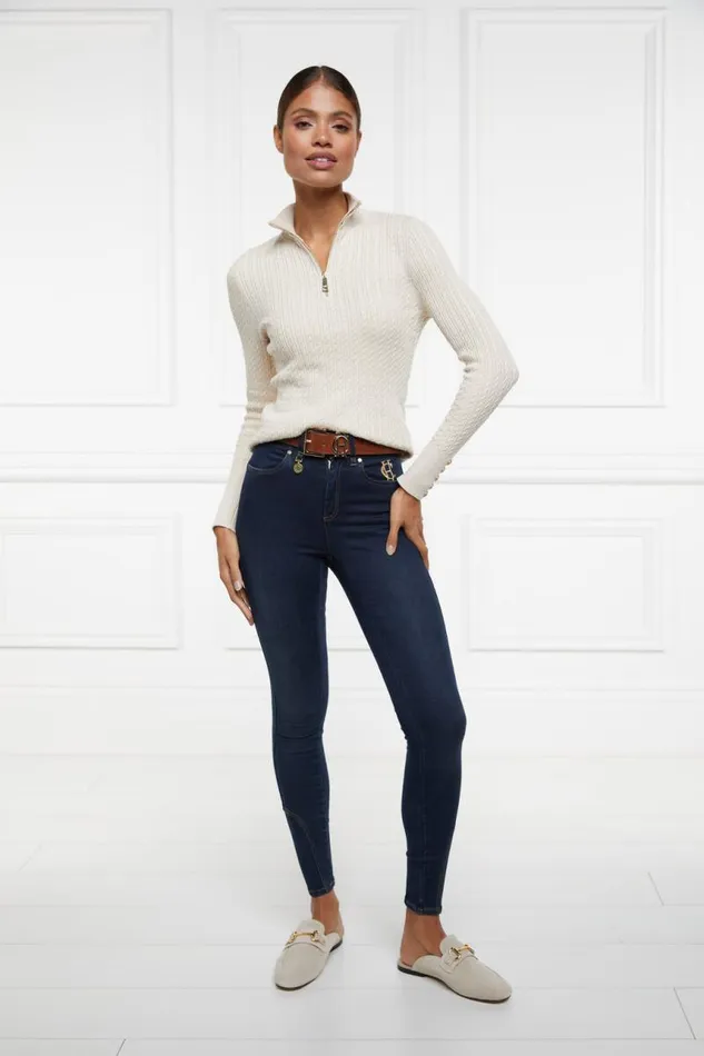 Women Knitwear Holland Cooper Ava Half Zip Knit Almond Women Knitwear Holland Cooper Ava Half Zip Knit Almond