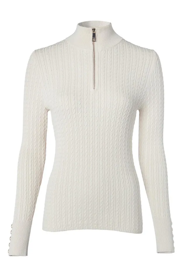 Women Knitwear Holland Cooper Ava Half Zip Knit Almond Women Knitwear Holland Cooper Ava Half Zip Knit Almond