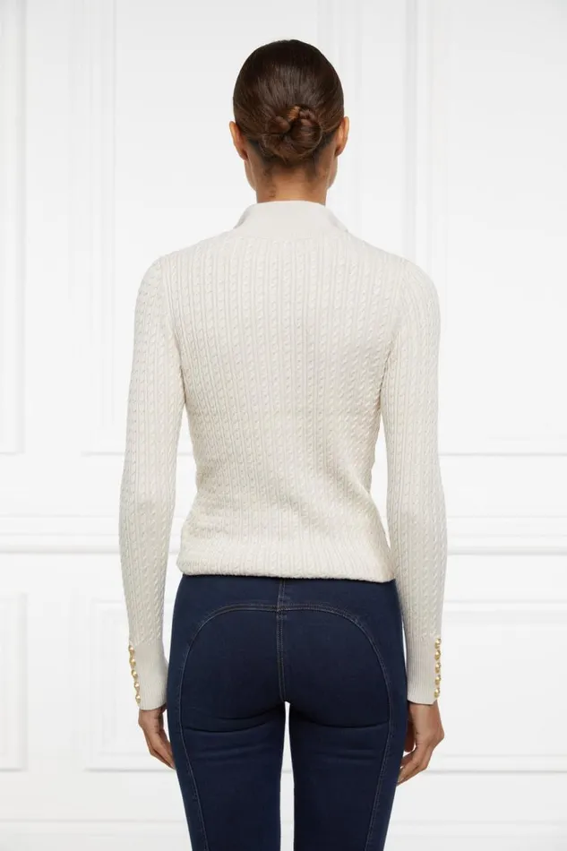 Women Knitwear Holland Cooper Ava Half Zip Knit Almond Women Knitwear Holland Cooper Ava Half Zip Knit Almond