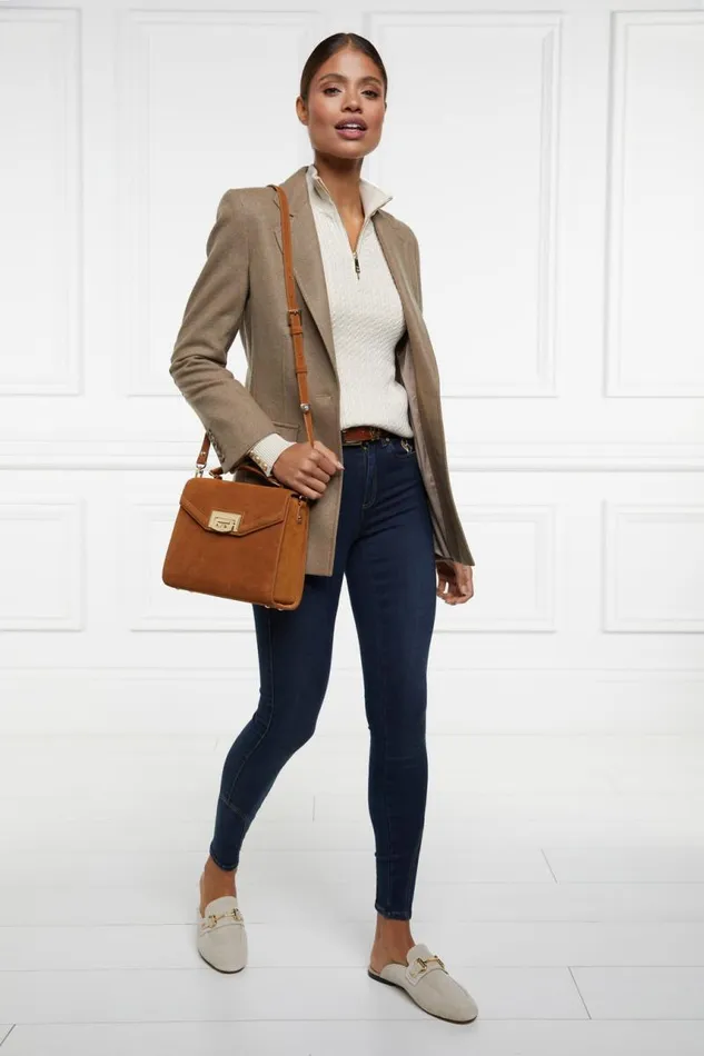 Women Knitwear Holland Cooper Ava Half Zip Knit Almond Women Knitwear Holland Cooper Ava Half Zip Knit Almond