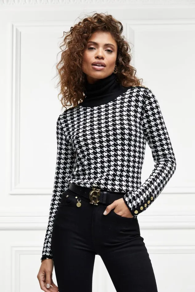 Women Knitwear Holland Cooper Classic Roll Neck Knit Houndstooth Women Knitwear Holland Cooper Classic Roll Neck Knit Houndstooth