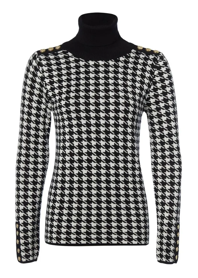 Women Knitwear Holland Cooper Classic Roll Neck Knit Houndstooth Women Knitwear Holland Cooper Classic Roll Neck Knit Houndstooth
