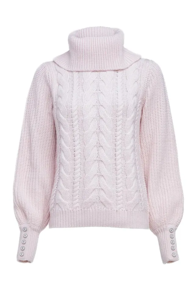 Women Knitwear Holland Cooper Corded Roll Neck Knit Ice Pink