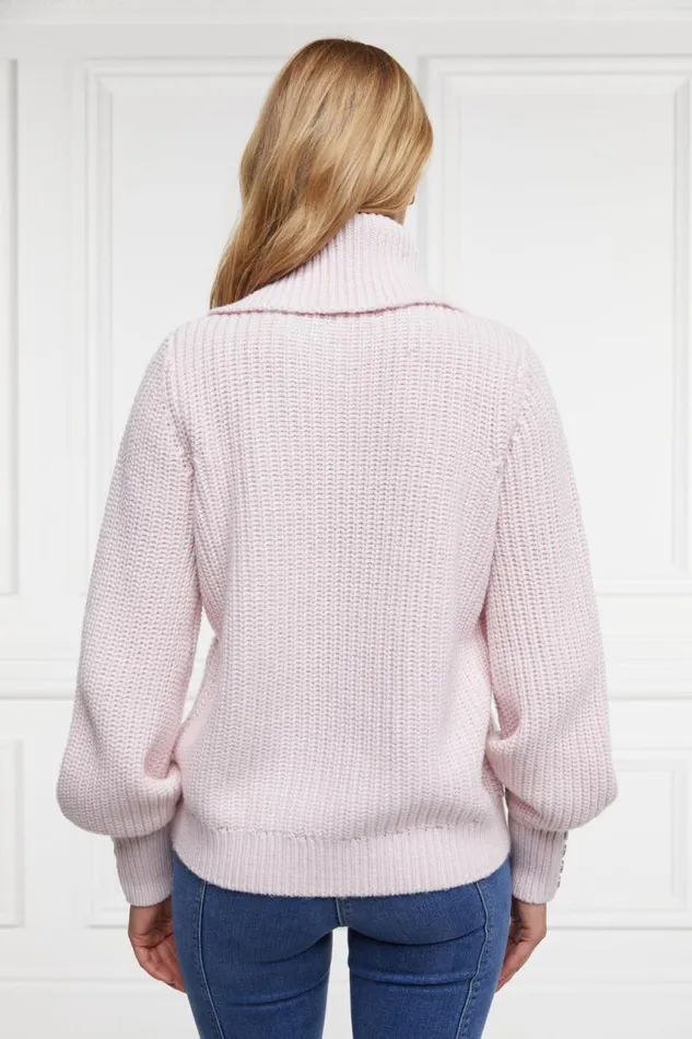 Women Knitwear Holland Cooper Corded Roll Neck Knit Ice Pink