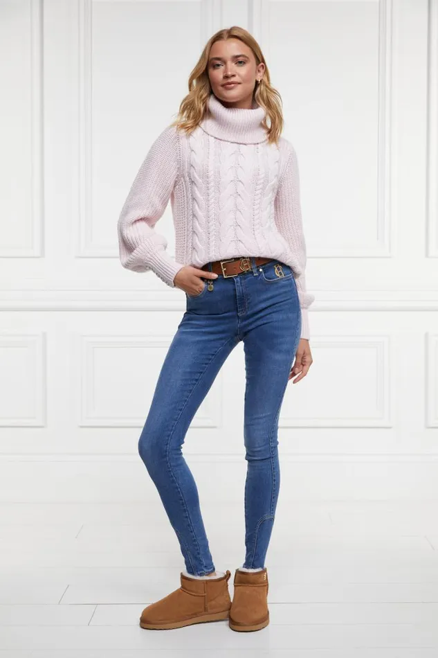 Women Knitwear Holland Cooper Corded Roll Neck Knit Ice Pink