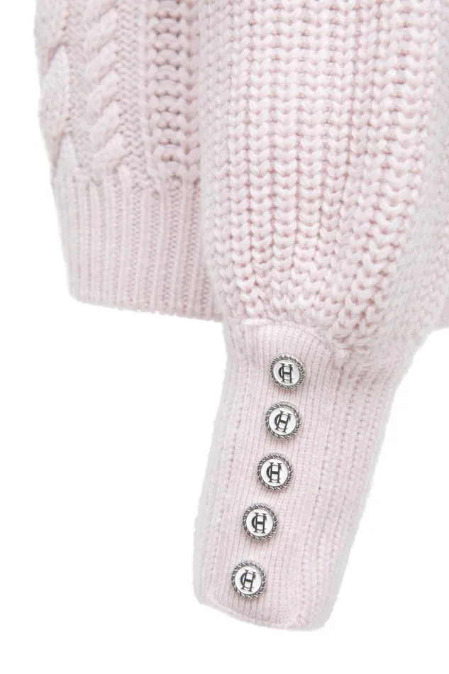 Women Knitwear Holland Cooper Corded Roll Neck Knit Ice Pink