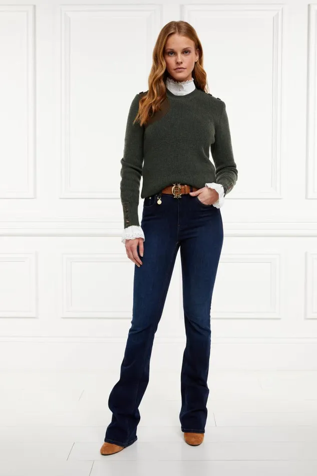 Women Knitwear Holland Cooper Heritage Crew Neck Knit Forest Marl Women Knitwear Holland Cooper Heritage Crew Neck Knit Forest Marl