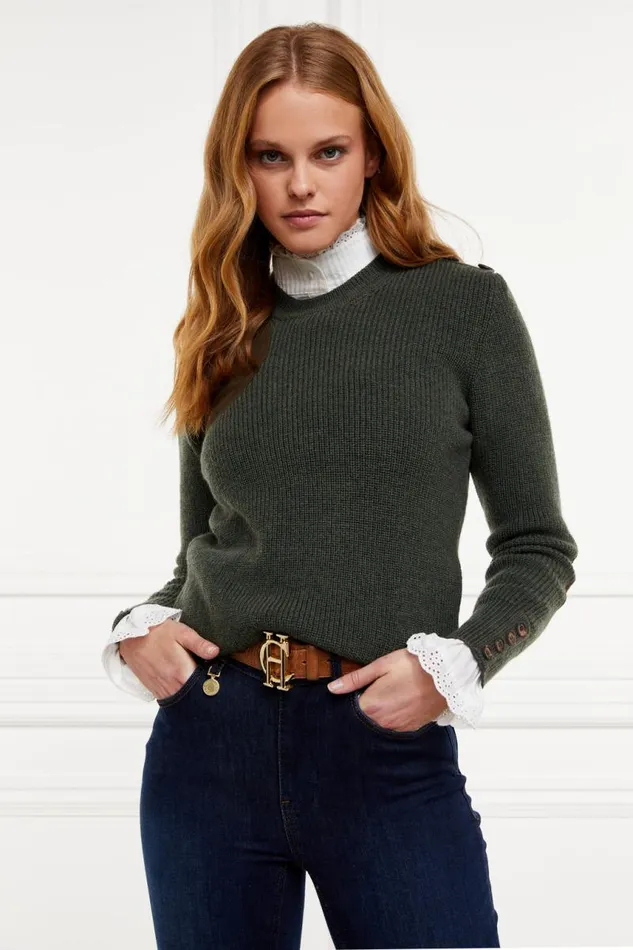 Women Knitwear Holland Cooper Heritage Crew Neck Knit Forest Marl Women Knitwear Holland Cooper Heritage Crew Neck Knit Forest Marl