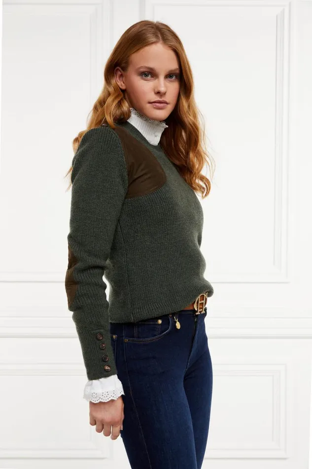 Women Knitwear Holland Cooper Heritage Crew Neck Knit Forest Marl Women Knitwear Holland Cooper Heritage Crew Neck Knit Forest Marl