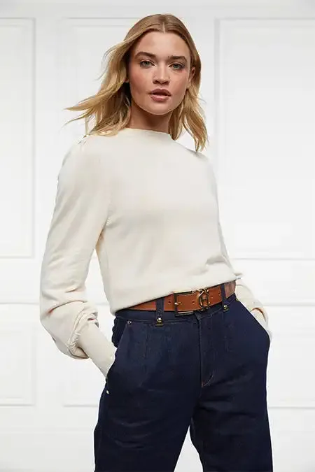 Women Knitwear Holland Cooper Kelsie Crew Neck Knit Almond Women Knitwear Holland Cooper Kelsie Crew Neck Knit Almond