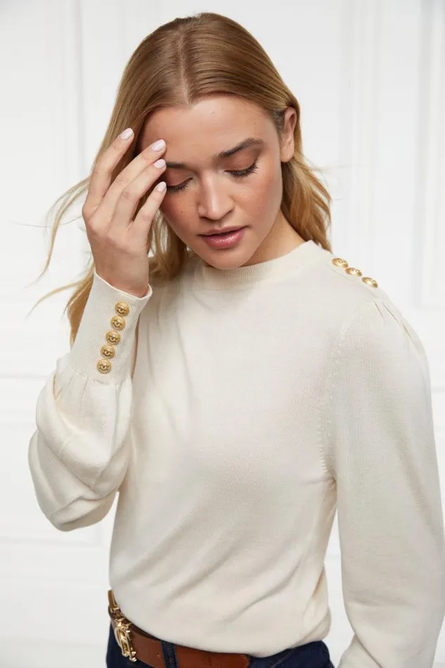 Women Knitwear Holland Cooper Kelsie Crew Neck Knit Almond Women Knitwear Holland Cooper Kelsie Crew Neck Knit Almond