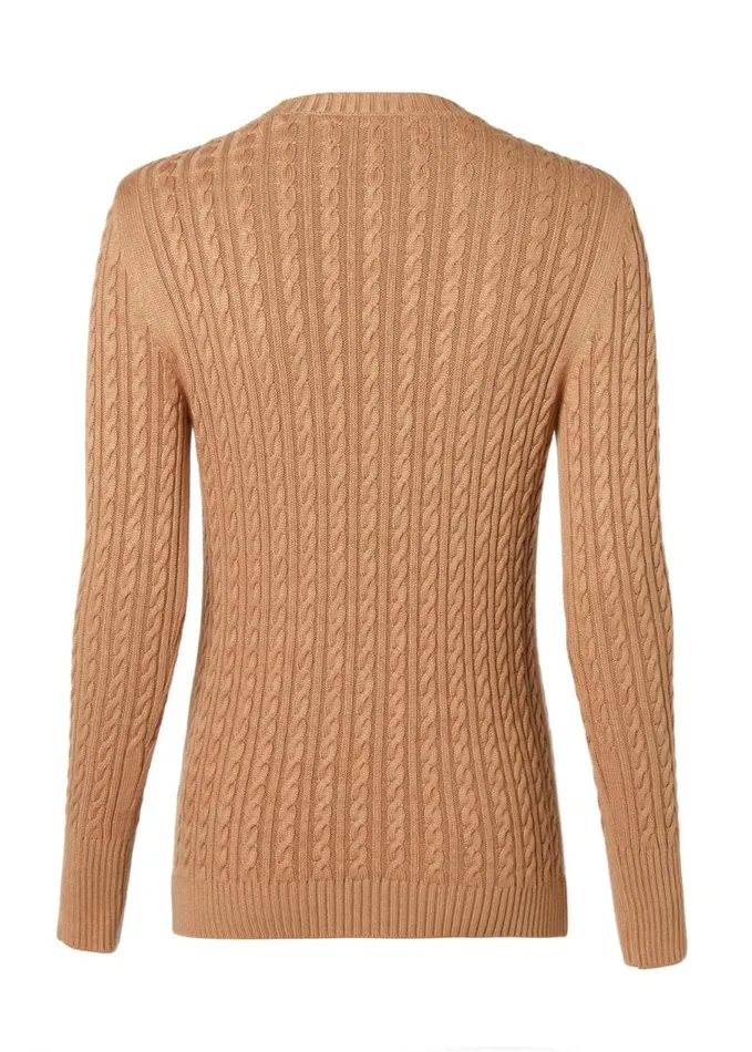Women Knitwear Holland Cooper Seattle Cable Crew Knit Dark Camel Women Knitwear Holland Cooper Seattle Cable Crew Knit Dark Camel