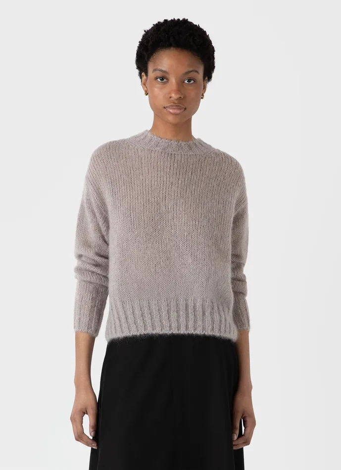 Women Knitwear ussunspel Mohair Silk Jumper Sandstone