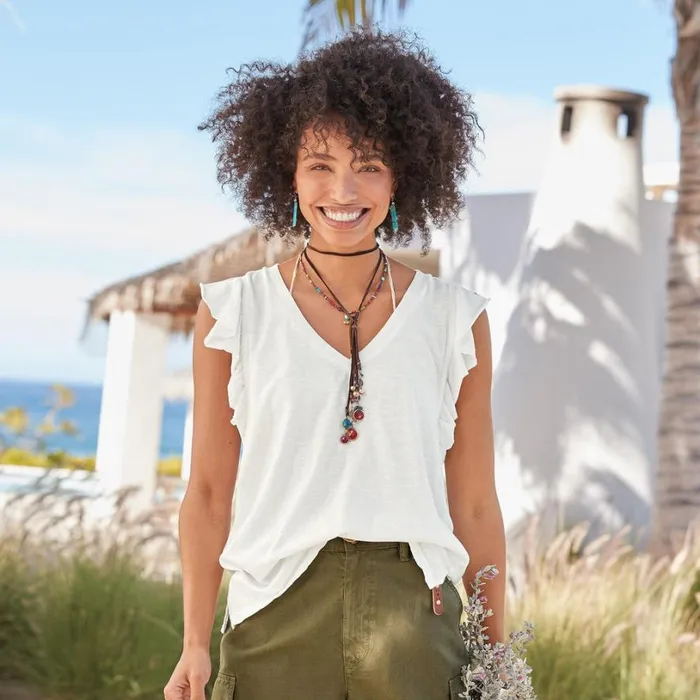Women Lakelynn Ruffle Top Magenta Sundance Catalog Tops