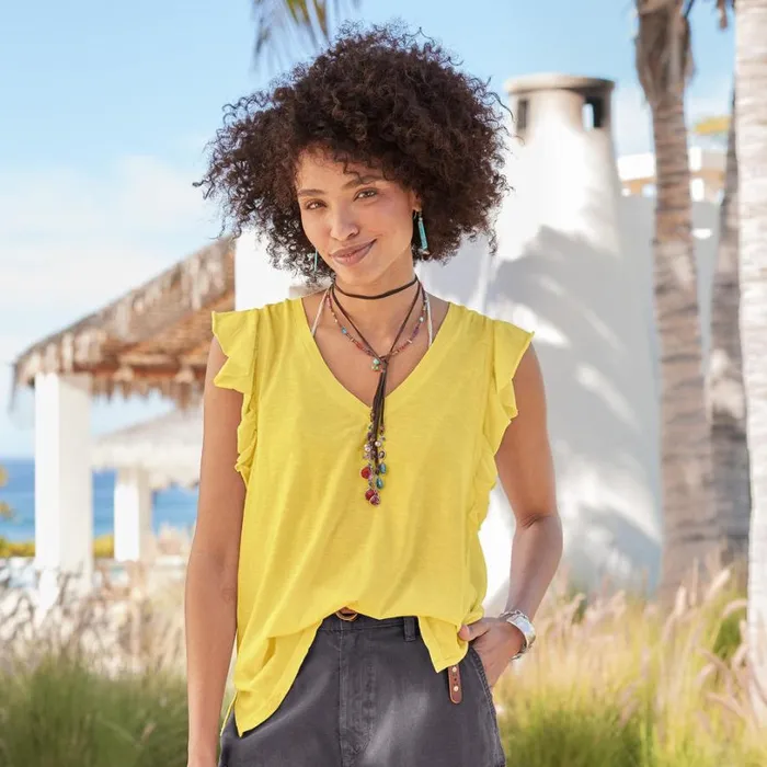 Women Lakelynn Ruffle Top Magenta Sundance Catalog Tops